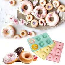 1pc 6-Cavity Silicone Donut Mold, Non-Stick Donut Baking Tray, Cake, Cookie, Muffin, Bagel Baking Pan, Heat Resistant For Making Donuts, Cupcakes, Cookies, Bagels, Muffins - Multicolor - View 4