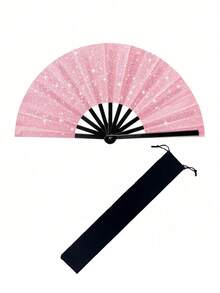 Haus Hana 女士大号亮面手扇，派对风格折扇，生日主题表演及节日舞会礼物，复古布艺扇，武术扇 - 大号折扇，中国功夫太极舞夏季手扇，男女通用表演舞蹈装饰太极折扇，节日夏季礼物 - 彩色 - 查看 18