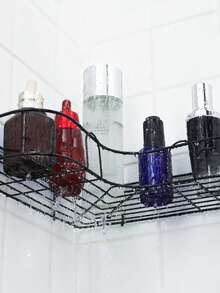 2 piezas Estante de baño triangular negro, estantería de almacenamiento de esquina montada en la pared, accesorios de baño, almacenamiento de baño, estante colgante autoadhesivo de uso múltiple para baño, cocina, cosméticos - Multicolor - Ver 8