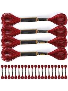 Estilo24 Uds.Hilo De Punto De Cruz, Hilo De Bordar De AlgodóN Trenzado Rojo, Herramientas De Bordado, Hilos De AlgodóN, Hilos De Bordar RojoVersióN Mejorada - 1 - Ver 4