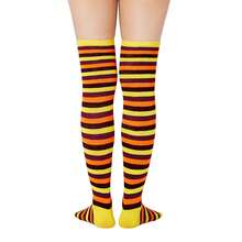Zando Womens Thigh High Socks Striped High Knee Socks Knee High Socks For Cosplay Long Socks Over The Knee Leg Warmers,OneSize,Than1ks 1givingYellow - 謝謝 1givingYellow - 查看 3