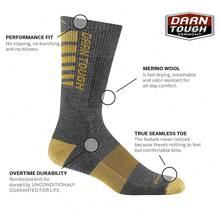 Darn Tough Vermont Backbone Boot Socks For Men, Midweight Work Boot Socks With Cushion & Padded Shin, Style 2207,Large,Grey - Grey - View 3