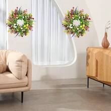 1pc Artificial Texas Wildflower Wreath, 17.71 Inch, Suitable For Farmhouse Indoor Front Door Wall, Wedding, Home Decor, Thanksgiving And Summer, Perfect Choice