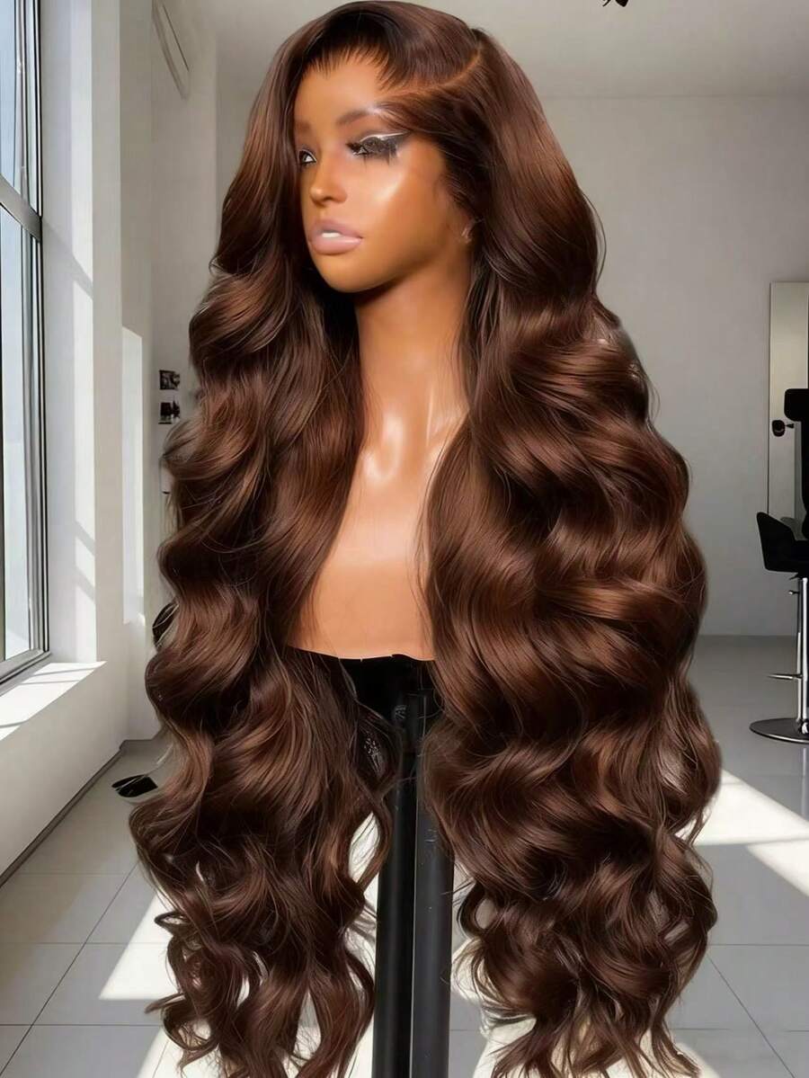 250% Human Hair Wigs Chocolate Brown Body Wave Wig Human Hair Glueless 13x4 Lace Front Wig #2 Dark Brown Wig 13x6x1T Part Wig Pre Plucked With Baby Hair Glueless Wigs #1B Natual Color Human Hair Chocolate Brown Body Wave Lace Front Wigs For Christmas - 巧克力棕 - 查看 1