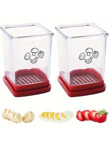 Cup Fruit Slicer - 1 Pcs - Cheese Slicer, Stainless Steel Egg Strawberry Cutter, Quickly Make Vegetable Salad Banana Slicer, Uniform Cutting, Exquisite Plating, Creative Kitchen Gadget - Đỏ - 1 - Xem 1