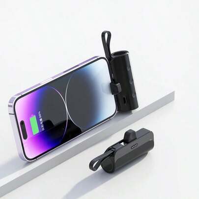 Carregador portátil mini 10000mAh 2 em 1 com carregamento sem fio compatível com iPhon/Type-C