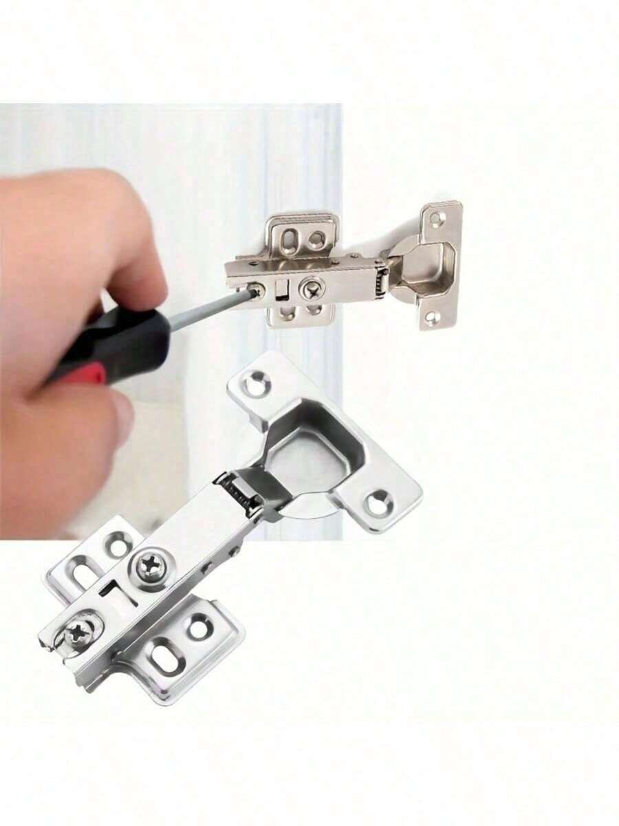 20pcs 1/2" Stainless Steel Concealed Cabinet Hinges For Semi-Enclosed Cabinets, 100 Degree Opening Angle, Furniture Hinges (Screws And Instructions Not Included) - Silver - View 1