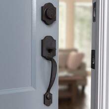 Front Door Lock Set, Handleset With Shelby Lever, Level Door Handle, Exterior, Single Cylinder Packs, Oil Bronze, 1 - Pack - 油性青銅 + 1 包 - 查看 7