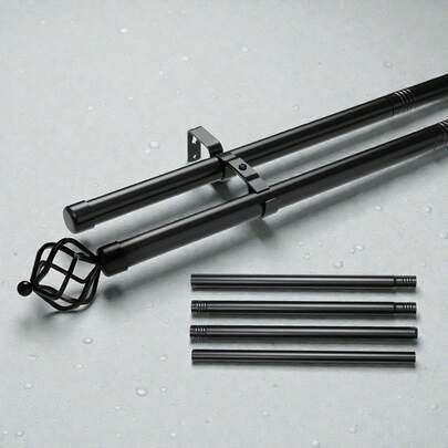 Casaisla Home Collection Cortinero Metálico Doble Extensible 80-360 cm | Negro o Plateado | Barra Decorativa para 2 Cortinas o Cortina con Velo | Control de Luz Eficas | Material Resistente | Incluye Set de Instalación