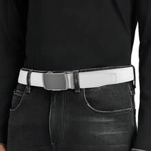 Men's Belt, Ratchet Dress Casual Belt With Adjustable Automatic Buckle Trim To Fit,30inch-36inchWaistAdjustable,White-02 - 白色-02 - 查看 5