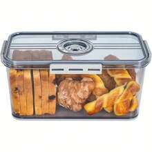 1 pièce boîte à pain hermétique portable, conteneur avec couvercle pour un stockage visible, boîte étanche et anti-fuite pour pain, pain grillé, fruits et légumes, organisateurs et accessoires de cuisine - Gris - Voir 6