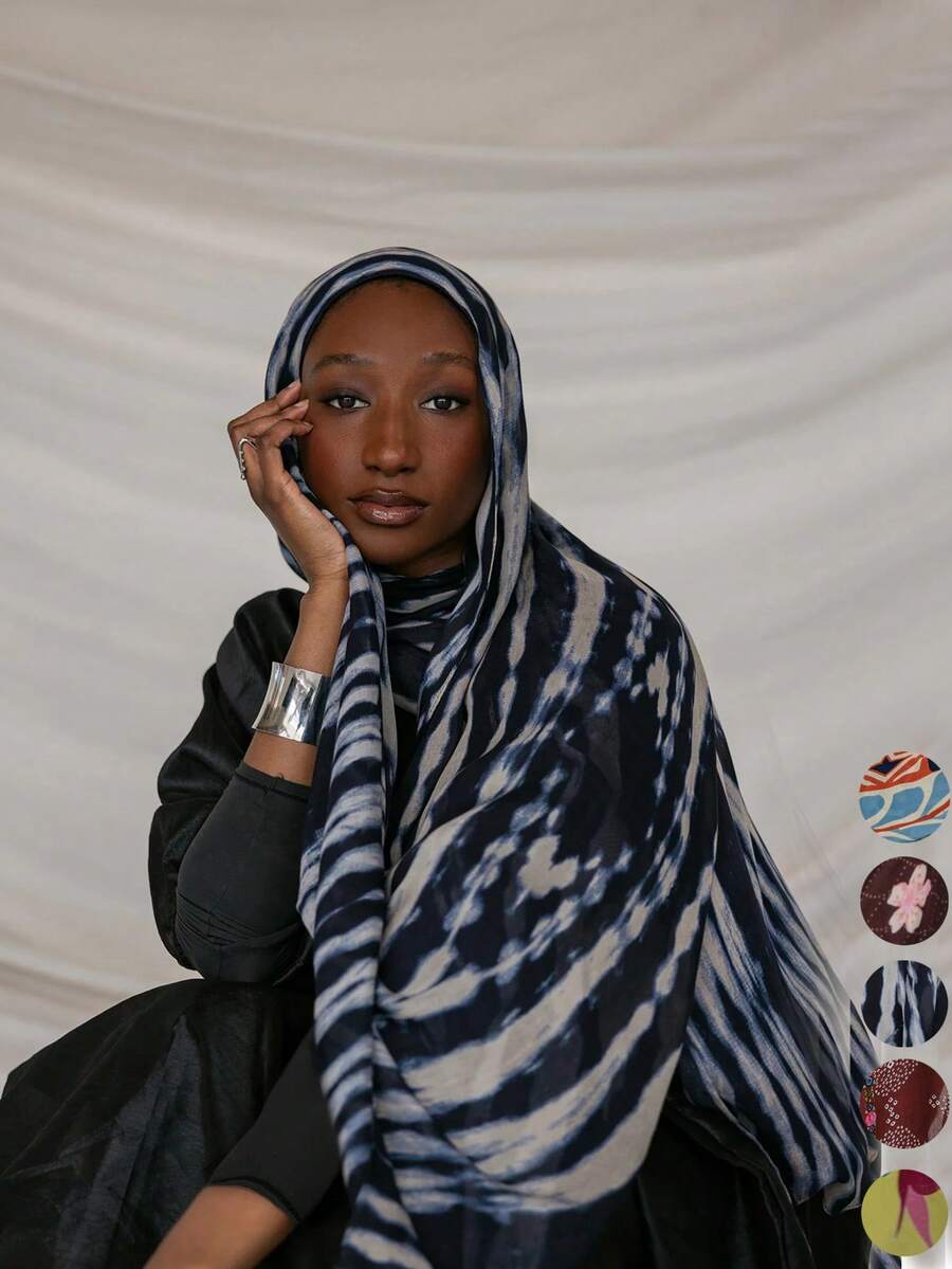 1pc Women's Bohemian Style Printed Modal Hijab, Autumn/Winter Street Couple Scarf, Suitable For Daily Wear - Multicolor - View 1