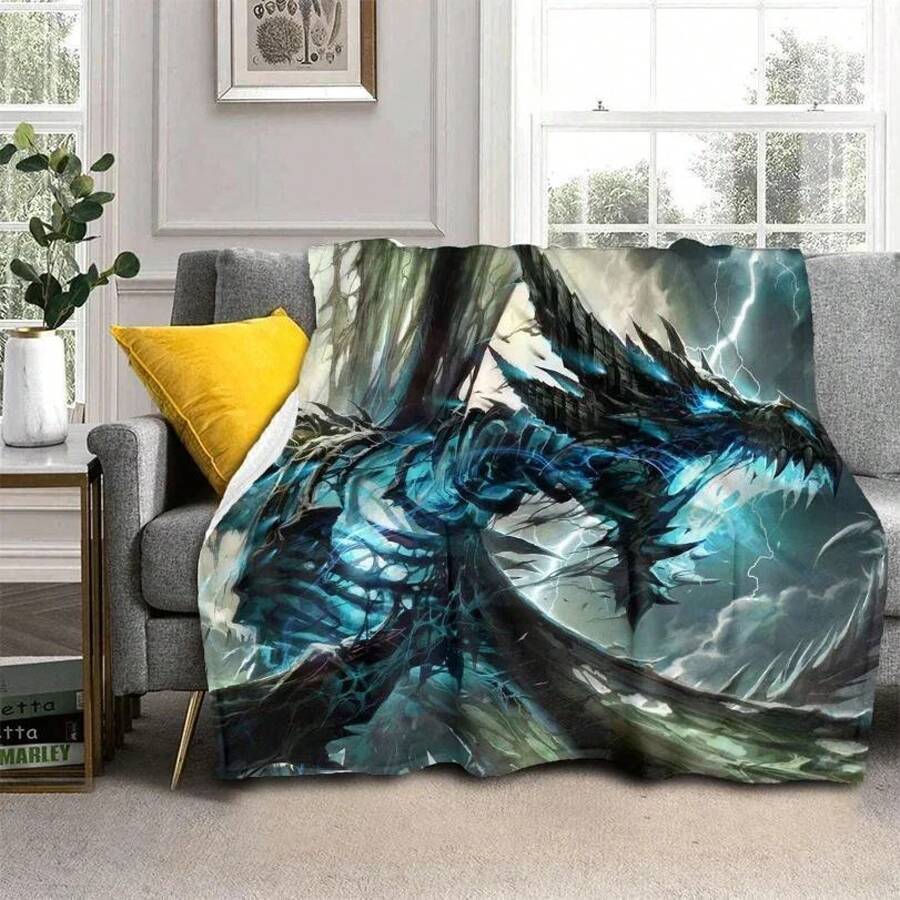 3D Print Cool Colorful Sci-Fi Dragon Blanket Flannel Blanket Soft Throw Blankets Bedspread For Bed Sofa Couch Boys Blanket Gifts - 1 - 查看 1