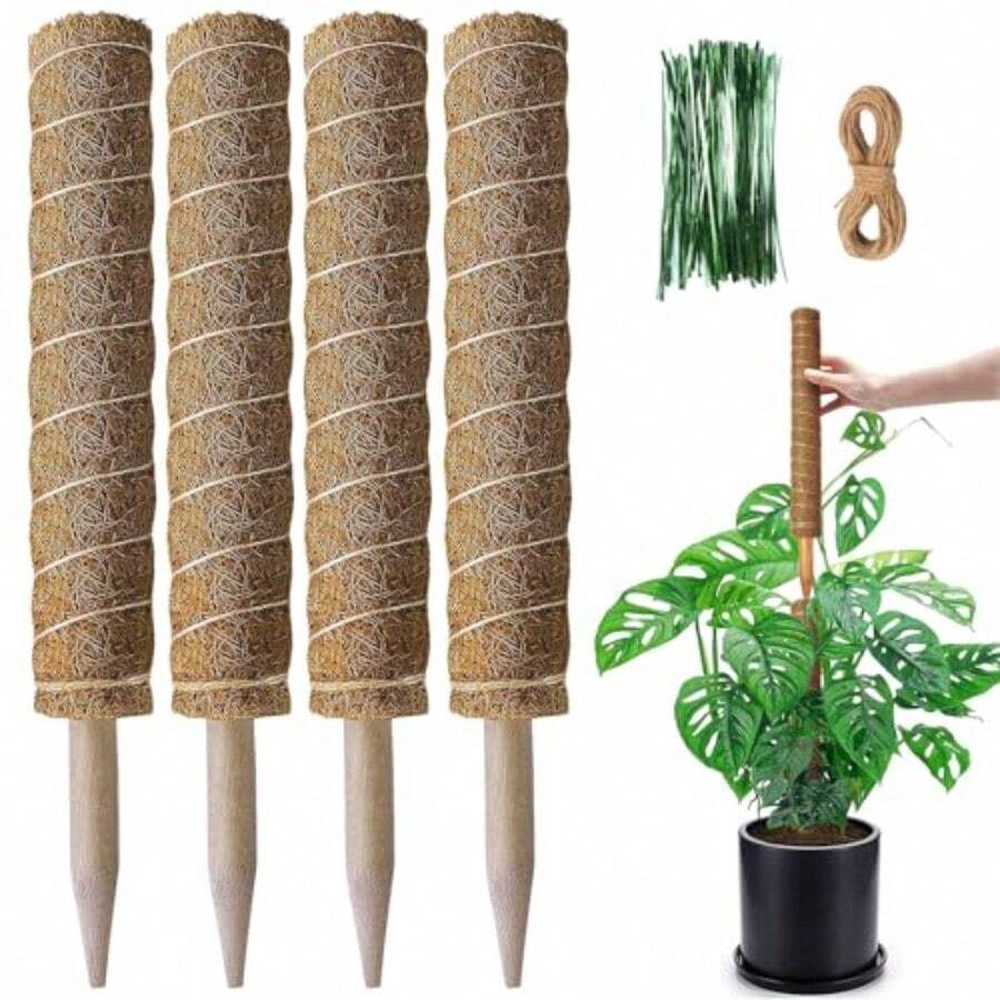Soporte para Plantas de Extensión Monstera de Poste de Musgo de 4 Piezas Estacas para Plantas de Interior Soporte para Plantas para Entrenar el Crecimiento de Las Plantas - como en la foto - Ver 1
