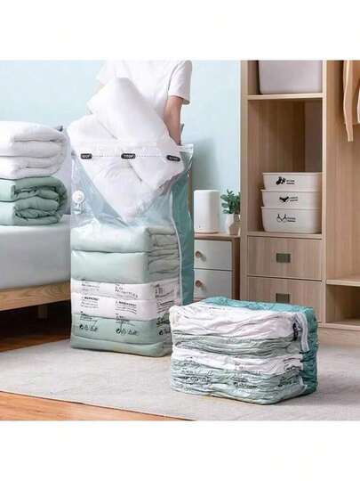 1个免泵真空压缩收纳袋，大容量衣物被褥分类袋，节省80%空间，旅行真空密封袋，衣物真空密封袋，收纳袋，真空密封袋，衣物收纳，衣柜整理收纳，衣物整理器，家居装饰