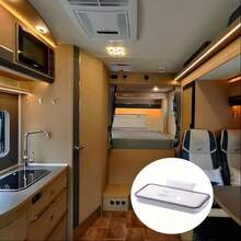 1个带盖房车厨房垃圾桶，悬挂式便携垃圾桶，白色盖子黑色框架，节省空间的方形设计，适用于房车、露营车、船只和浴室，手动操作无需用电，耐用易清洁，减少异味，适用于室内外小空间的储物整理。 - 多色 - 查看 7