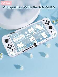 遊戲、貓、兔子、鬱金香主題超薄 TPU 保護殼，相容 Switch OLED/Lite/New Switch2 (2025)。可直接放入底座，無需拆卸。防震防塵。多色可選。春季浪漫、鄉村風、情人節、新年、開學季。 - 彩色 - 查看 3