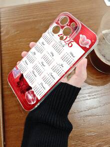 1PC Funda con diseño de calendario 2026, estilo festivo y lindo, cerditos rosados y elementos navideños, funda de TPU transparente, protección completa para lente, compatible con iPhone 17/16/15/14/13/12/11/Pro/ProMax, compatible con Galaxy A54/S24 Ultra/Plus, compatible con Moto/Galaxy/Redmi/Honor/OPPO - G transparente - Ver 4