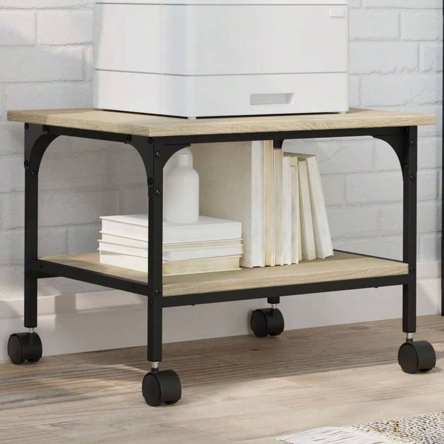 vidaXL Supporto per stampa a 2 livelli in sonoma 50x40x38 cm - Castano - Visualizzare 1