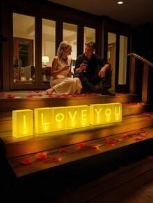8pcs Valentine's Day Candle Holders, "I Love You" Illuminated Letters - Glow-In-The-Dark Paper Bags For Anniversary And Valentine's Day Decorations, Perfect For Romantic Settings, Special Evenings And Women's Anniversary Decorations.
