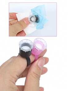 200pcs Black/Pink Professional Microblading Supplies Kit - Includes Pigment Glue Rings, Sponge Ink Cups, Caps For Permanent Makeup, Tattoo, Eyelash Extensions - Unscented, Made Of Plastic - Multicolor - View 8