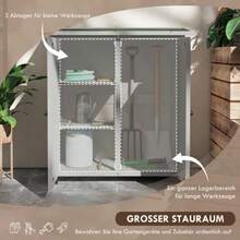 Outsunny Garden Shed, Wooden Tool Shed, Weatherproof Tool Shed With 2 Doors, Tool House With Asphalt Roof, Tool Cabinet For Garden, Patio, 110 X 55 X 117 Cm, Light Grey - Light Grey - View 3