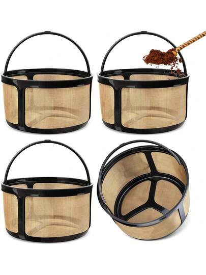 Estilo4 Piezas Filtro Para Cafetera De Goteo Con Mango, Reutilizable CáPsulas Filtro Cafetera, 8–12 Taza CáPsulas Filtro De Café Acero InoxidableVersióN Mejorada