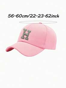 1 pieza Gorra de béisbol con patrón de letras A-Z, unisex, casual, versátil, transpirable y con protección solar, adecuada para uso diario, moda versátil, se puede usar como sombrero de sol para vacaciones/regalo de Navidad, verano, playa, vacaciones, viaje - Rosa - Ver 11