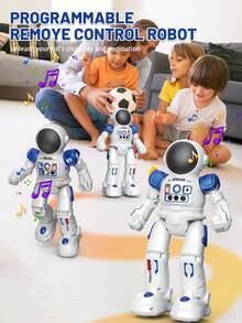 1个可编程遥控机器人玩具，智能行走唱歌跳舞机器人玩具，带手势感应功能，可充电，太空宇航员机器人玩具，适合3-12岁男孩女孩，是圣诞节、万圣节、复活节、新年、生日的绝佳礼物