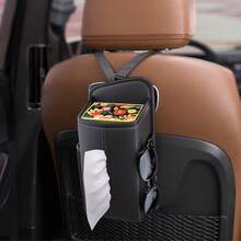 1pc Leather Car Storage Bag With Adhesive Phone Holder