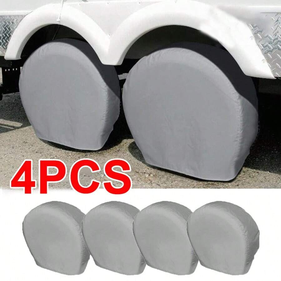 4X Heavy Duty Tire Cover RV Wheel Motorhome Wheel Covers Rain Sun Protection Cover 27"-29" - A - View 1
