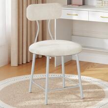 HEXCELEN Dressing Table Chair With Gold Legs, Vanity Chair Stool With Soft Padding, Makeup Dressing Table Stool For Bedroom, Living Room - White - View 1