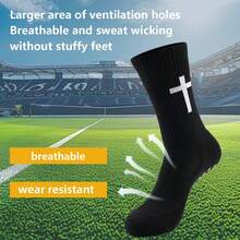 1 Pair Unisex Football Sports Socks, Dot Grip Anti-Slip Crew Socks, Breathable Moisture-Wicking Walking Socks - Multicolor - View 8