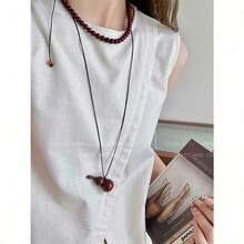 New Chinese Style Wooden Gourd Hanging Neck Necklace, Women's , High-End Wooden Pendant, Long Hanging Accessory, Sweater Chain Accessory - 彩色 - 查看 6