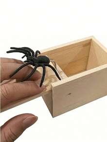 1pc Handmade Wooden Spider Prank Box - Crafted Joke Box, Ideal As Christmas Gift