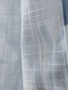 1件装现代蓝色叶子印花窗帘，穿孔顶部，薄纱叶子设计，北欧简约数码印花，半透明，适用于客厅和卧室 - 淺藍色 - 查看 7