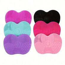 1pc Mini Silicone Makeup Brush Cleaning Mat, Makeup Brush Cleaner Mat, Cosmetic Cleaning Pad, With Suction Cup Portable Washing Tool, Suitable For Makeup Brushes - Baby Pink - View 3