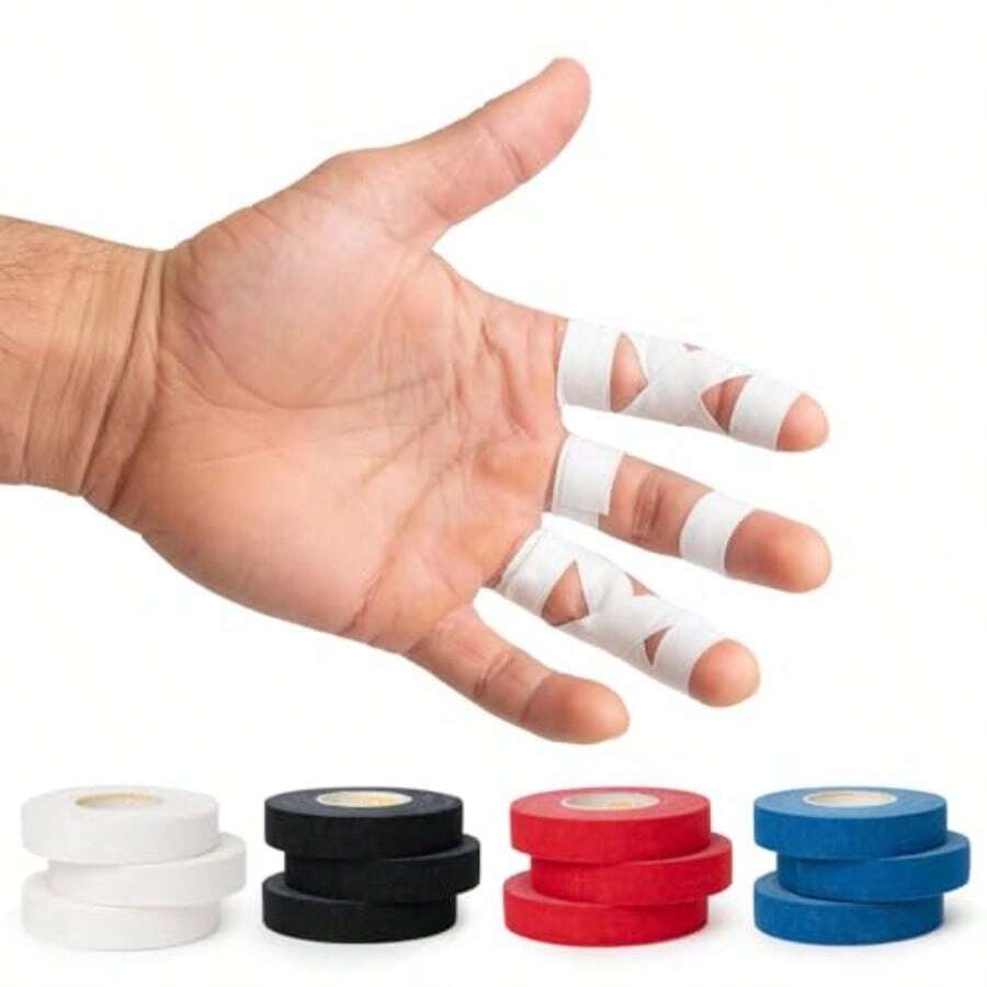 Gold BJJ Jiu Jitsu Tape - Cinta Atlética Fuerte para Dedos 1 2" x 30' - Protege Dedos de Manos y Pies en MMA Judo Lucha Libre Artes Marciales Escalada en Roca 6 Rollos Blanco - blanco - Ver 1