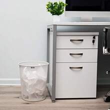 Mind Reader Mesh Trash Can 16.65L 4.4 GAL Waste Paper Basket Round Office Metal Mesh 11.5" L x 11.5" W x 13.75" H White - Blanco - Ver 2