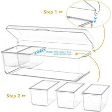 Large Chilled Condiment Server Caddy With 5 Removable Serving Tray, FREE Stainless Steel 5 Spoons, 5 Forks And 2 Tongs | Upto 80Oz Ice |  Material | Bar Accessories Fruit And Salad - Người phục vụ gia vị - Xem 2