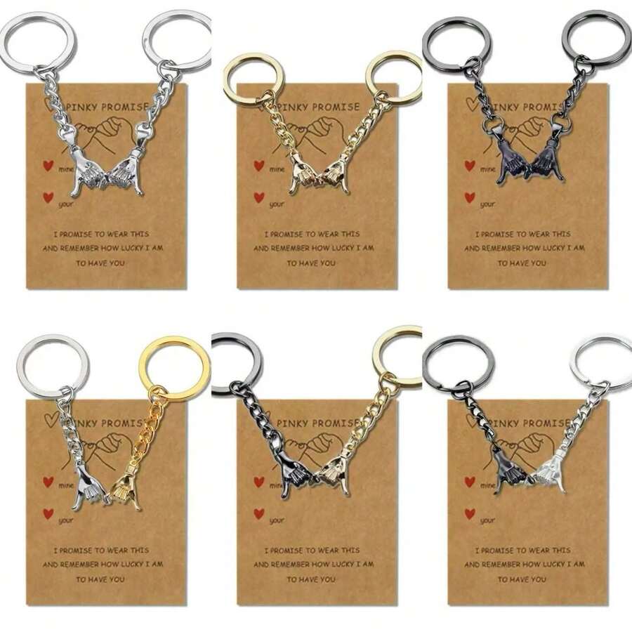 Couple/Friends/Bestie Holding Hands Creative Metal Keychain, Personalized Fashion Keyring For Valentine's Day - Multicolor - View 1