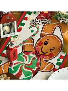 EstiloArtoid Mode - Camino de Mesa Navideño con Diseño de Bastones de Jengibre y Caramelo para Decoración de Invierno en Comedor, Hogar y Fiestas, 13 x 72 PulgadasVersión mejorada - Rojo/Negro - Ver 11