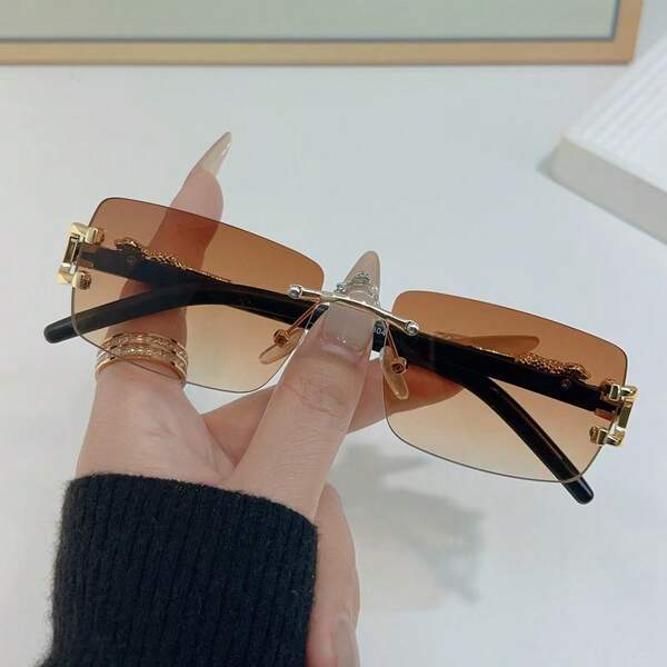 1pc Rimless Edge Eyeglasses, Fashionable Unisex Eyewear