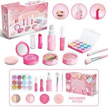 Girls Pretend Makeup Set, Luxury Makeup Simulation Fashion Toy Kit - Includes Realistic Lipstick, Eyeshadow, Brushes And More. Some Components Sent Randomly