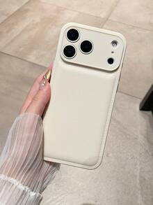 Ốp điện thoại cao cấp tối giản màu trắng giả da, bảo vệ chống sốc, chống trượt, chống bám vân tay, bảo vệ ống kính, ốp điện thoại vân vải mềm mại đơn giản, tương thích với iPhone 13, 17, 17 Pro Max, 17 Pro - trắng - Xem 6