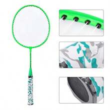 Bewinner1 Juego de Raquetas de bádminton portátil Juego de Deportes de Interior Exterior con 2 Bolas de Entrenamiento liviano para Principiantes Niños Niños Niñas - Verde - Ver 5