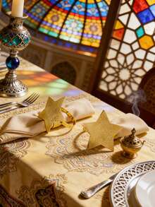 4-12pcs Premium Matte Star Napkin Rings, Suitable For Holiday Table Decor, Ramadan, Weddings - Multicolor - View 3