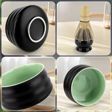 Matcha Tea Sets, Available In Various Styles, Include Tea Ceremony Accessories. Made Of High-Quality Porcelain And Natural Bamboo, These Sets Make Thoughtful Gifts For Tea Lovers, Perfect For Home, Office, Or Matcha Cafes. - 4件套-黑色 - 查看 3