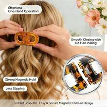 Smart Magnetic Hair Clips, Extra Strong Hold No-Slip Hair Styling Clips, Seamless Design For All Hair Types, Easy Hairstyles Hair Accessories, Gift For Bridal, Valentine's Day - 橘色 - 查看 2