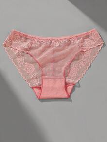 VKME Set de 5 tangas de encaje y malla sexy para mujer - Multicolor - Ver 8